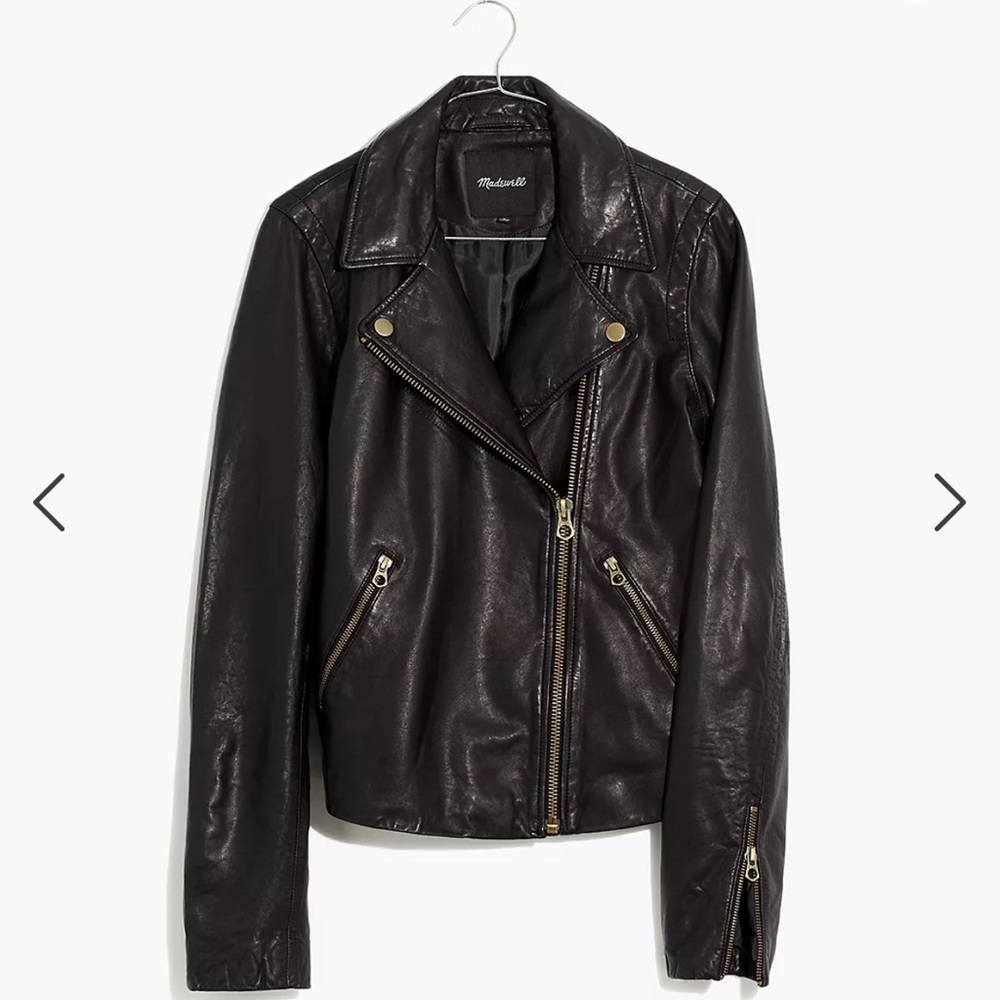 Madewell Washed Leather Motorcycle Jacket: Brass Hardware Edition